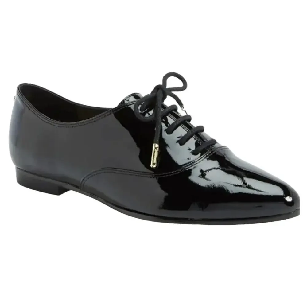 Kate Spade Carmila Leather Oxford Shoes Lace Up Pointed Toe Heels Black 9M